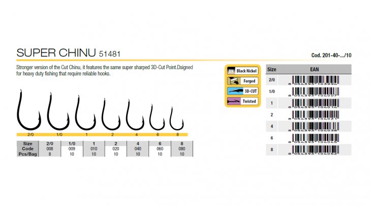 TRABUCCO SHINKEN SUPER CHINU 3D-CUT 51481 BN HOOKS