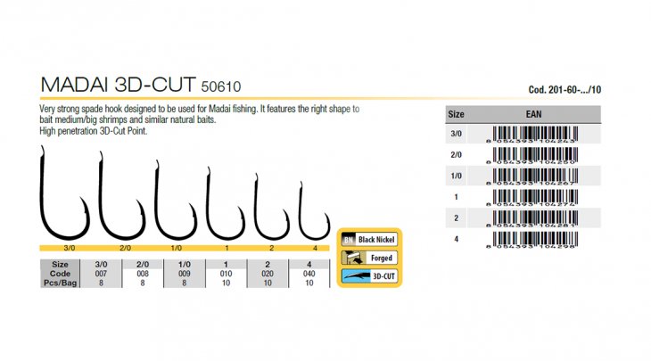 TRABUCCO SHINKEN MADAI 3D-CUT 50610 BN 04 HOOKS
