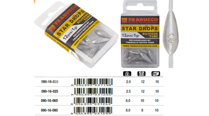 TRABUCCO ΒΑΡΙΔΙΑ STAR DROPS SILICONE 2.00-10.00g