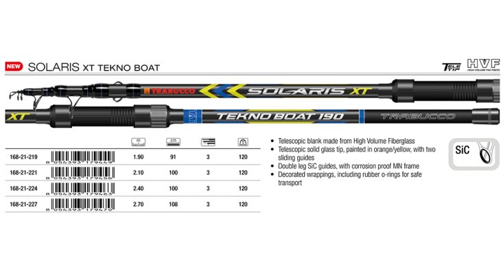 TRABUCCO SOLARIS XT TEKNO BOAT 2.1m 120gr BOLENTINO/LIGHT DRIFTING ROD