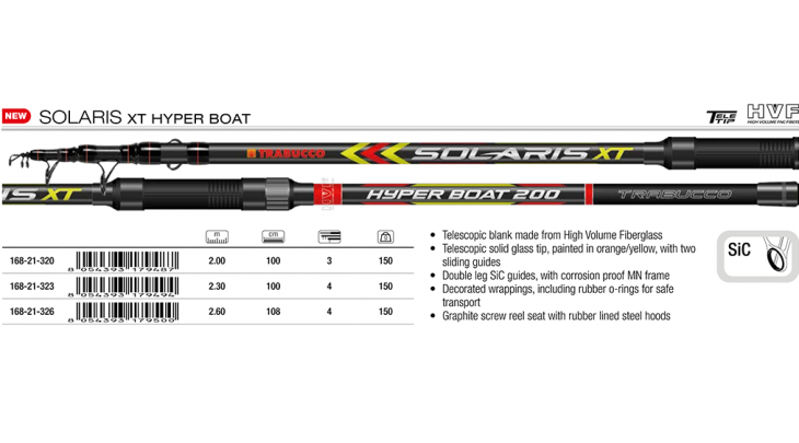 ΚΑΛΑΜΙ TRABUCCO SOLARIS XT HYPER BOAT 2.00m/150gr ΚΑΘΕΤΗΣ/ΕΛΑΦΡΑΣ ΣΥΡΤΗΣ